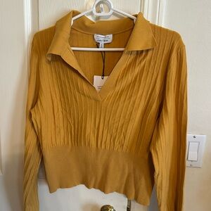 & other stories mustard yellow collared shirt